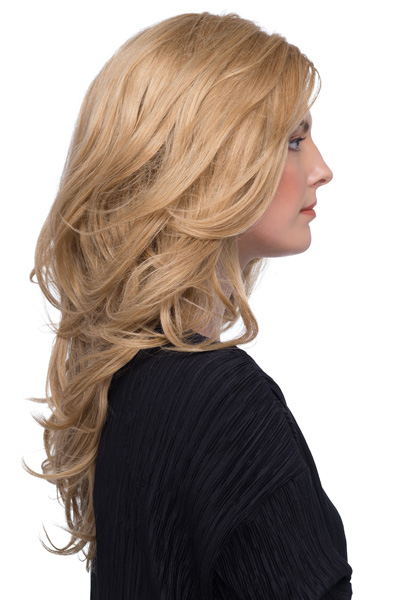 Eva Estetica Remy Human Hair Wig with Monofilament Top side view of wig