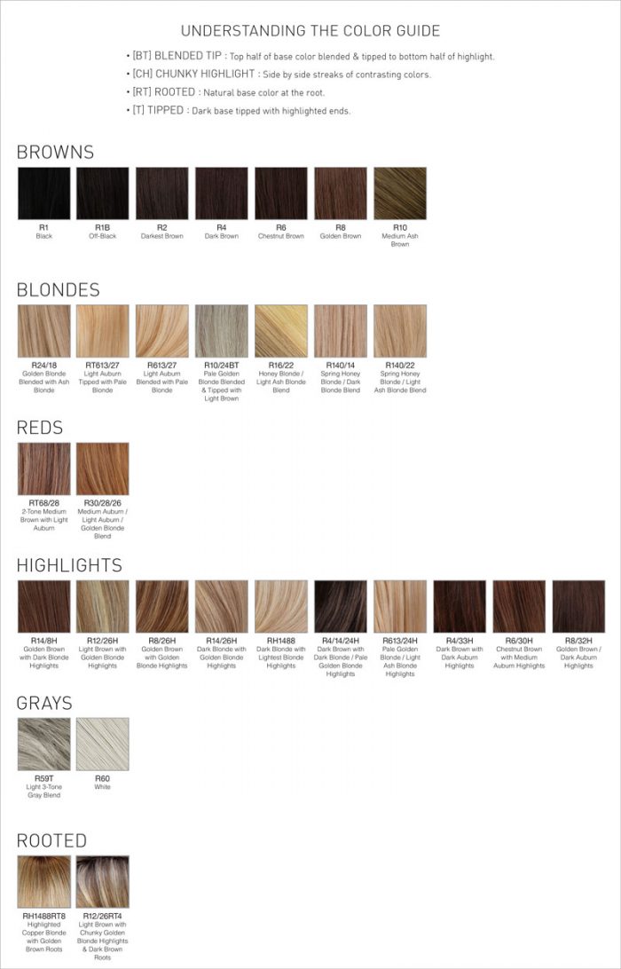 Estetica Wigs Color Chart - Estetica Color Options - LA Wig Company