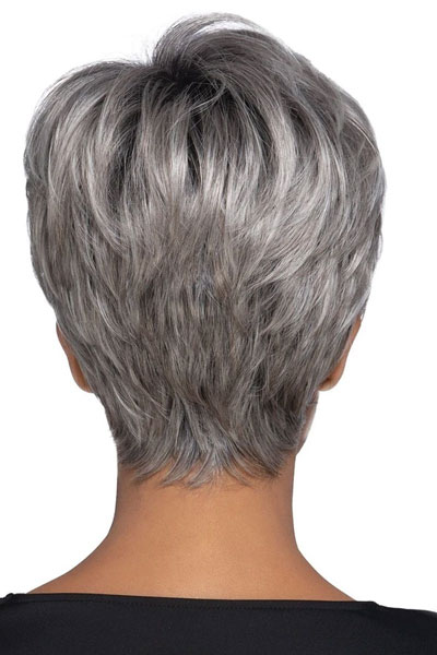 Brady by Estetica Short silver synthetic wig back view
